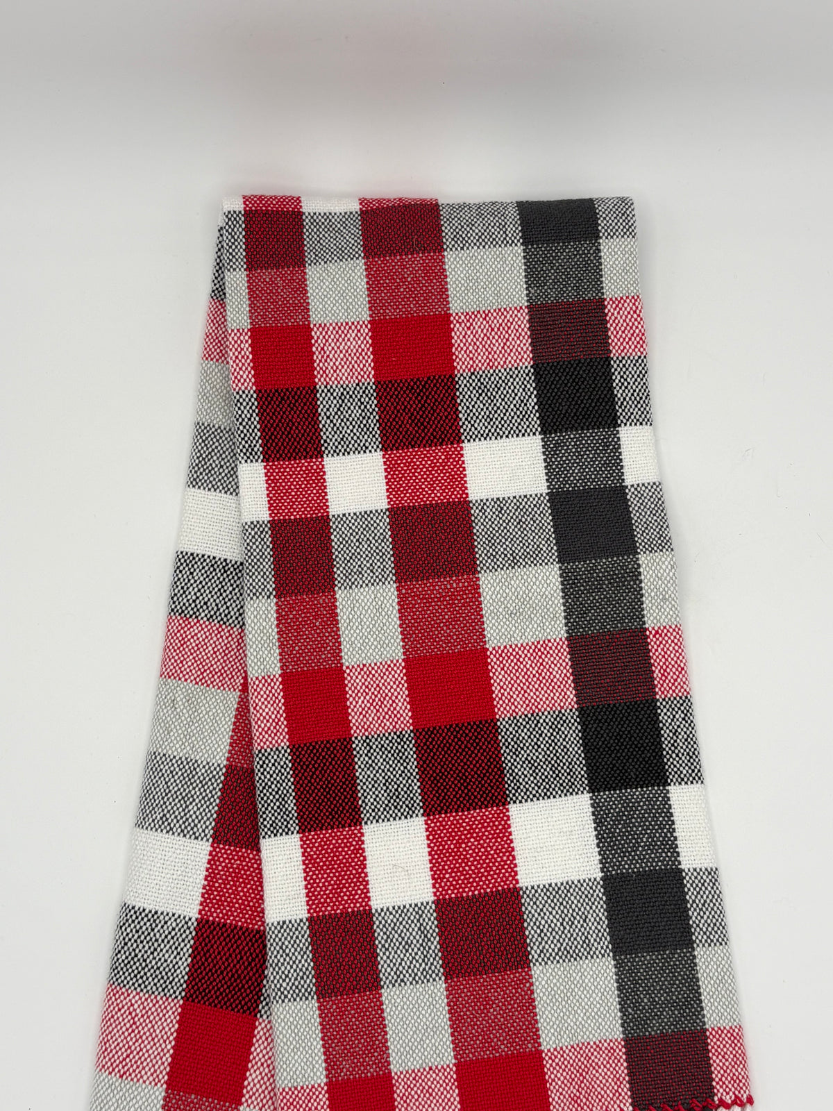 Tea Towel Handwoven Checkerboard Red Black