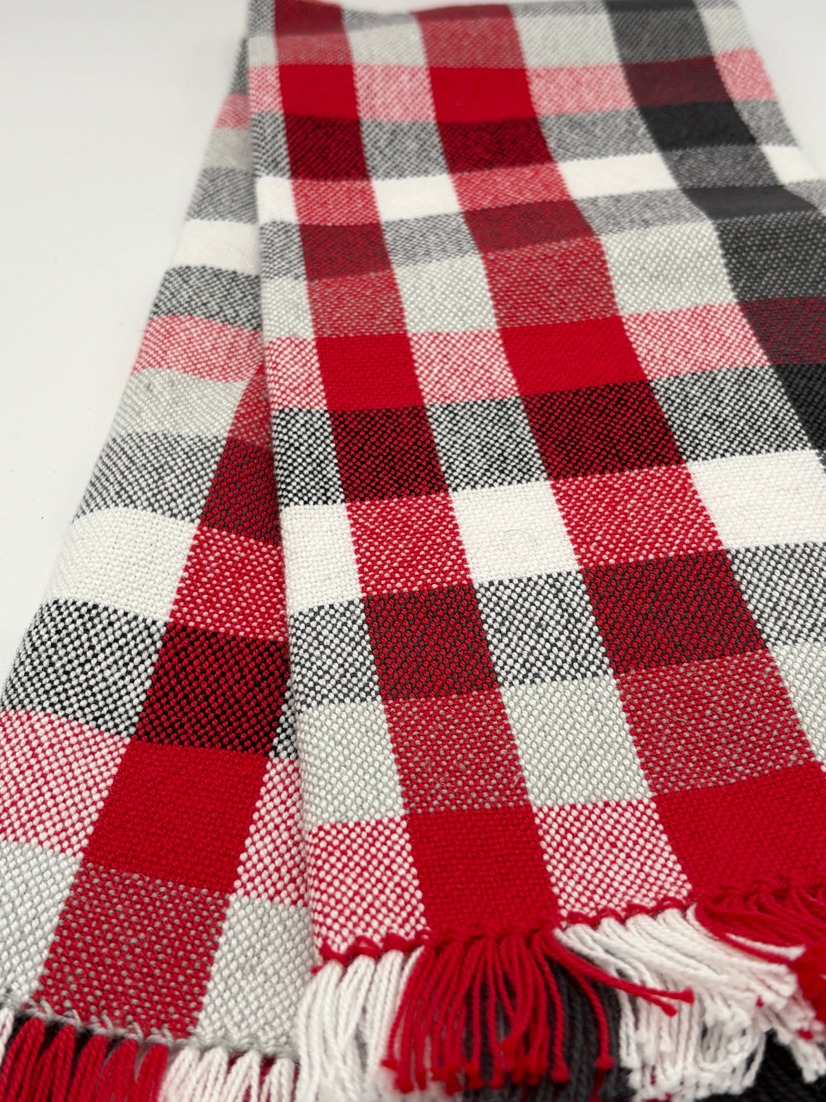 Tea Towel Handwoven Checkerboard Red Black