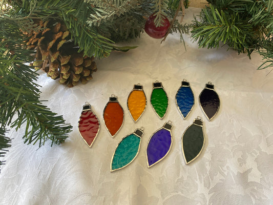 Stained Glass Light Bulb Ornaments - Set of 6