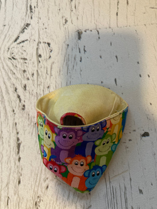 Colorful monkey cup sleeve with cartoon monkey faces and animal pattern