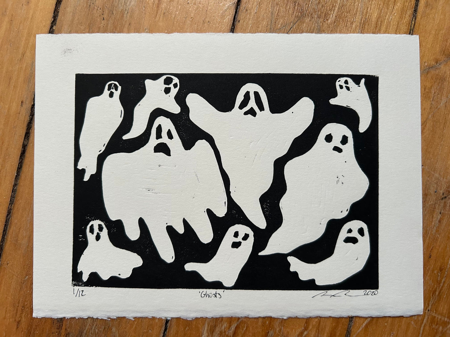 Ghosts Lino Print