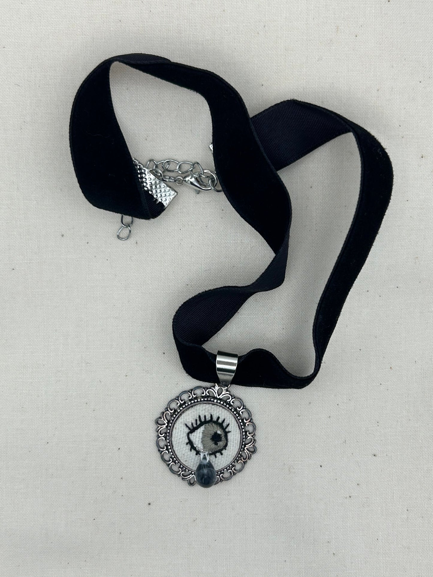 Cryin’ Eye Embroidered Choker Necklace