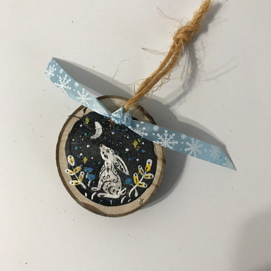 Hand Painted Wooden Ornament – Rabbit