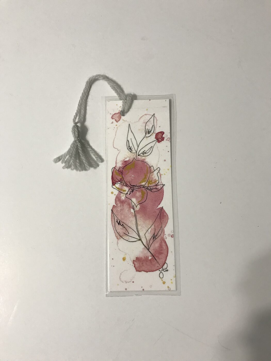Bookmark – Pink Watercolour Flowers