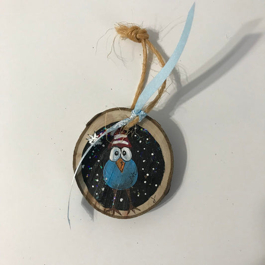 Hand Painted Wooden Ornament – Blue Bird