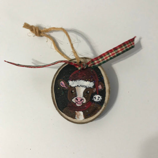 Hand Painted Wooden Ornament – Cow2