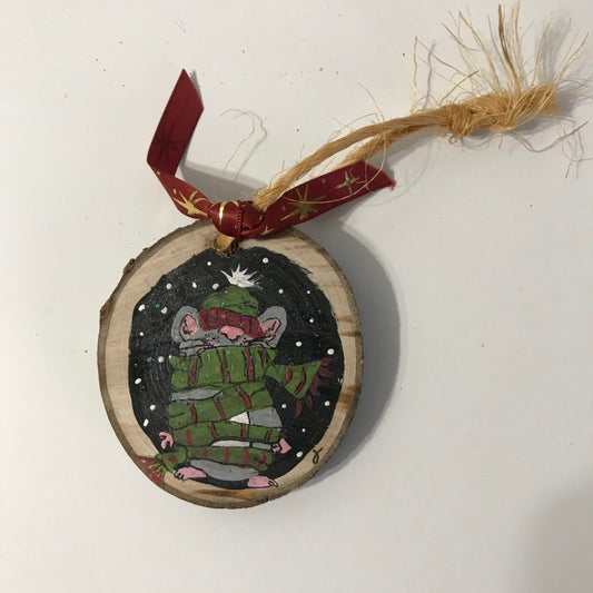 Hand Painted Wooden Ornament – Mouse