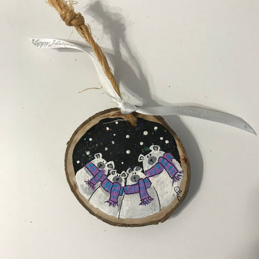Hand Painted Wooden Ornament – Polar Bears