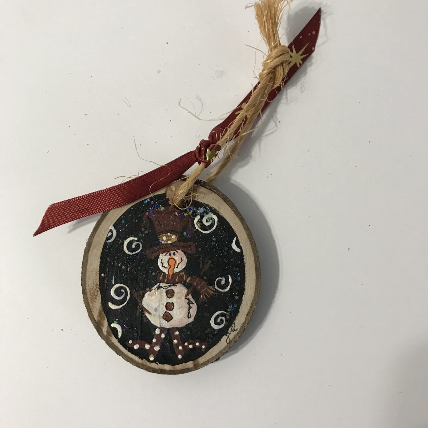 Hand Painted Wooden Ornament – Snowman