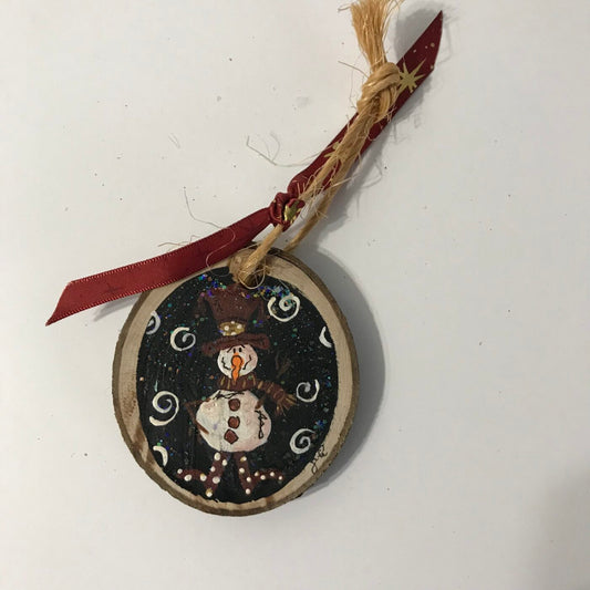 Hand Painted Wooden Ornament – Snowman