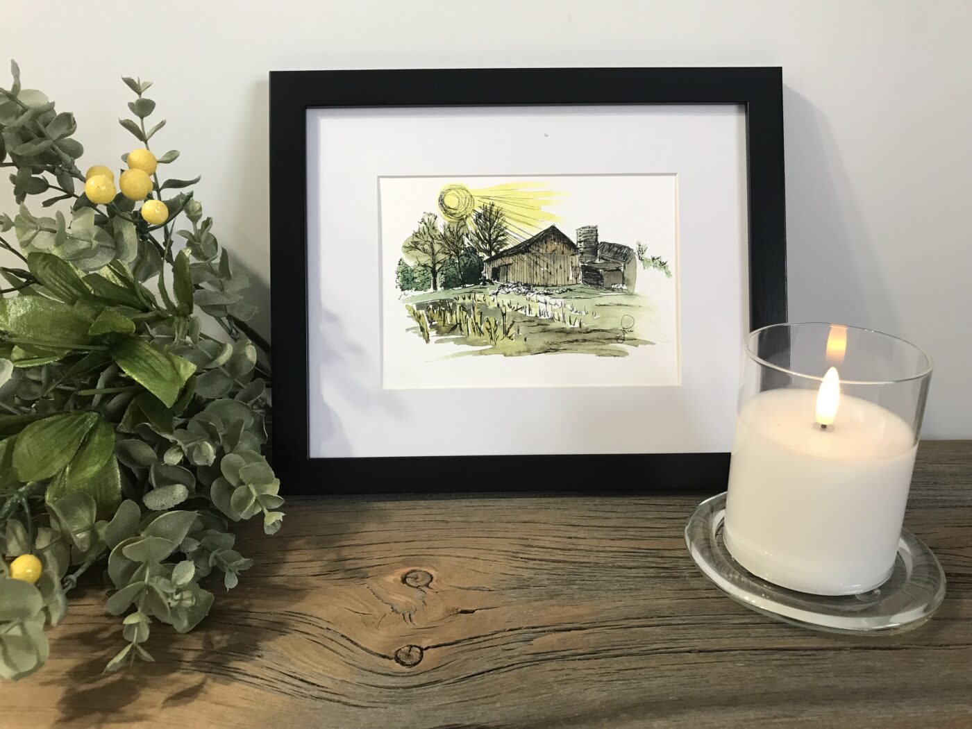 Sunset Barn Scene