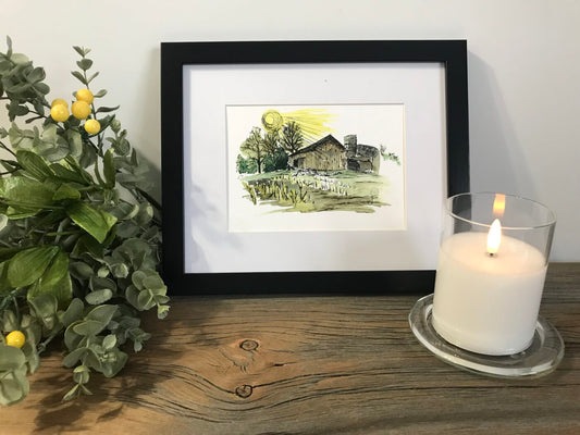 Sunset Barn Scene