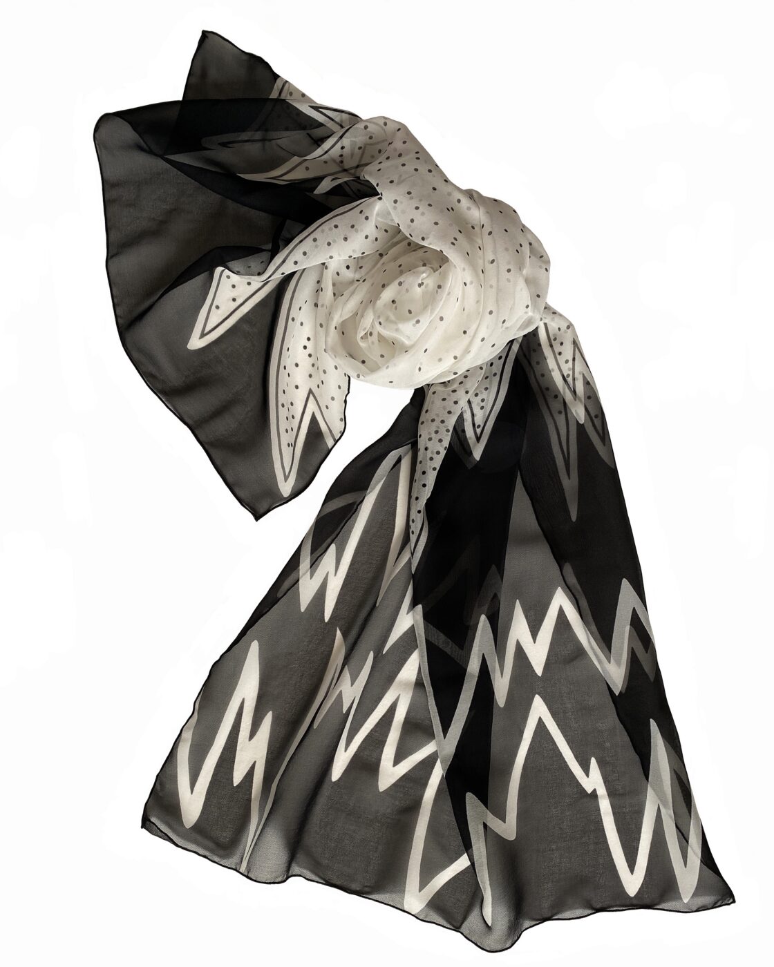 Black and White Dual Patterned Silk Scarf