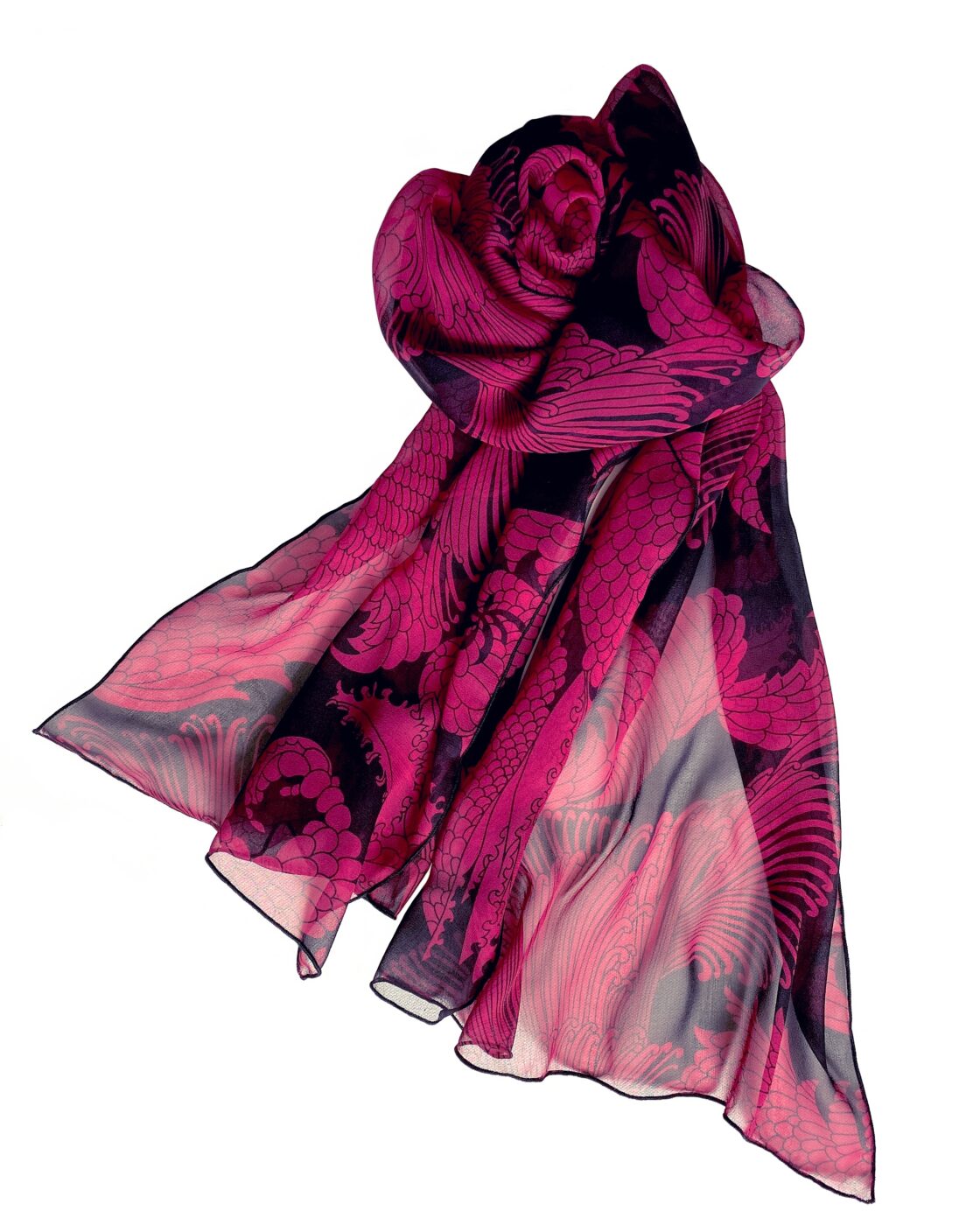 Pink and Purple Patterned Silk Scarf