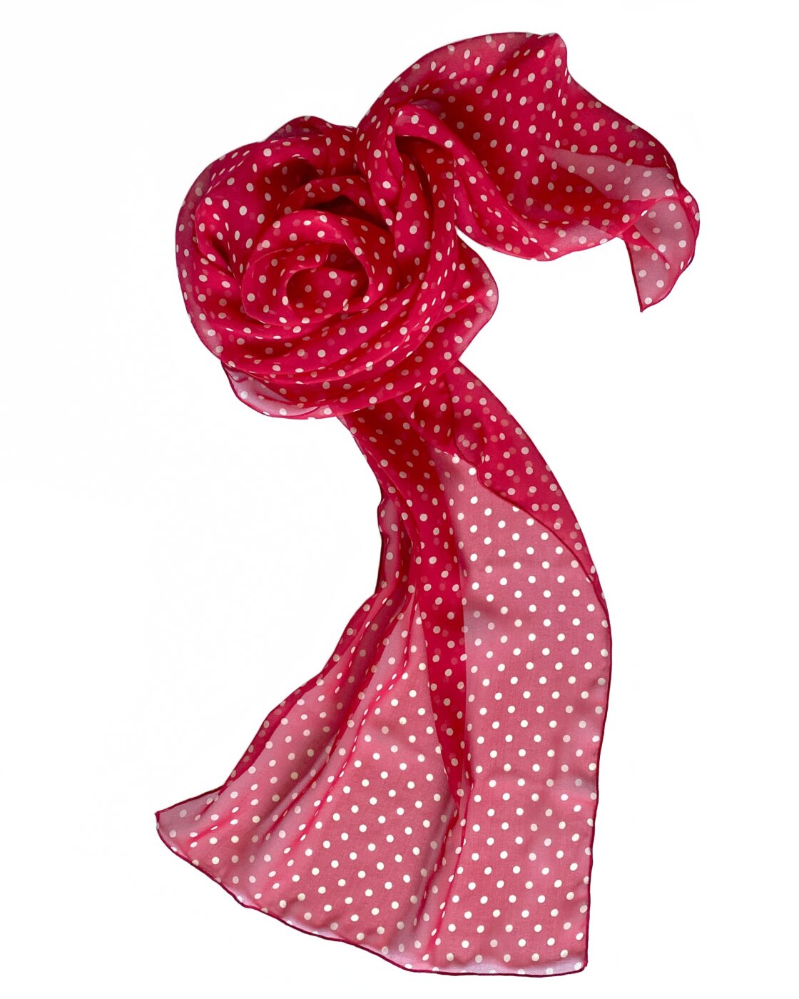 Red and White Polka Dot Silk Scarf