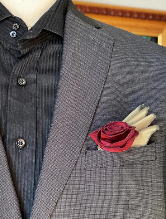 Red Rose Leaf Pocket Square
