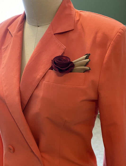 Red Rose Leaf Pocket Square (Women’s)