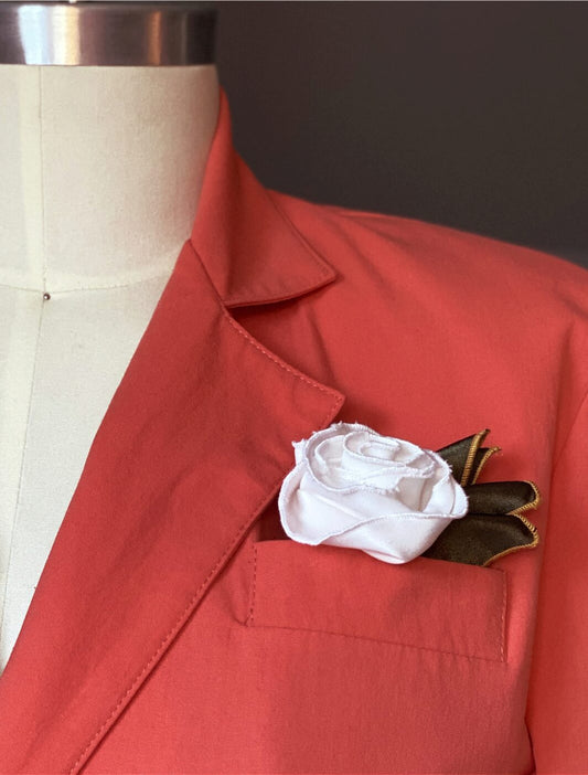 White Rose Leaf Pocket Square (Women’s)