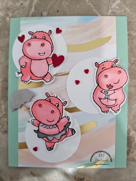 3 Pink Hippos Greeting Card