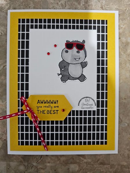 AWWWWW! you really are THE BEST – Grey Hippo With Red Sunglasses Greeting Card