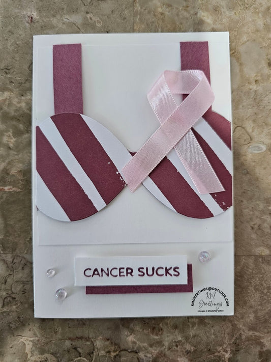 Cancer Sucks (Mauve Stripes) Greeting Card