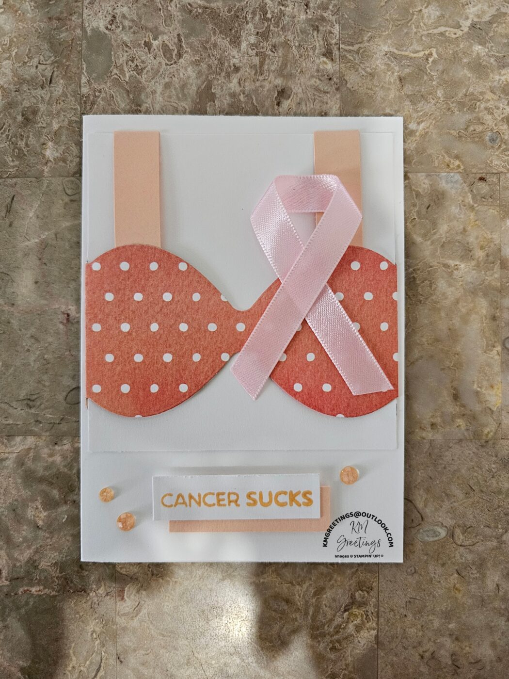 Cancer Sucks (Peach Polka Dot) Greeting Card