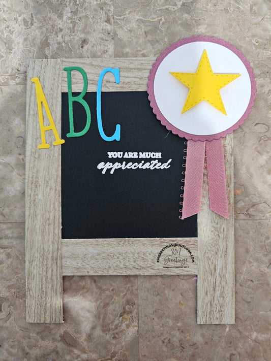 Chalkboard Easel with Mauve Ribbon (You are much appreciated) Greeting Card