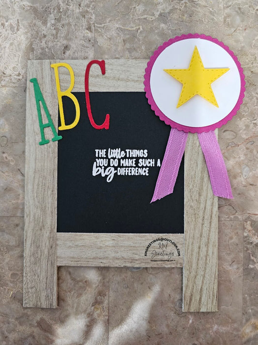 Chalkboard Easel with Purple Ribbon (The little things) Thank-you Greeting Card