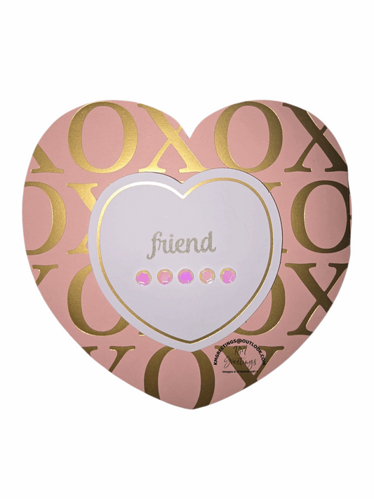 Friend (Heart Shaped, Tri-fold) Greeting Card