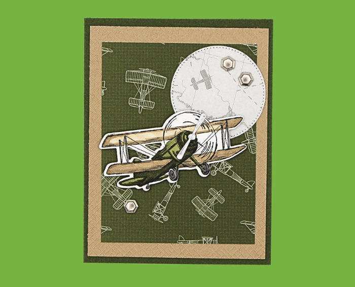 Green Plane (on Green Plane Background) Greeting Card