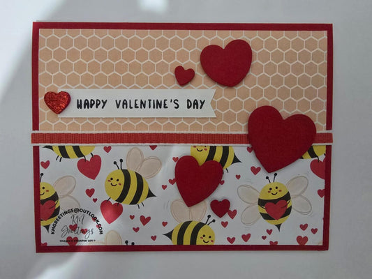 Happy Valentine’s Day (Bees with Hearts) Greeting Card