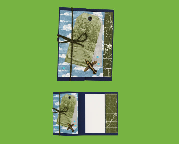 Plane Trinket (on Green Tag on Cloud Background) Greeting Card