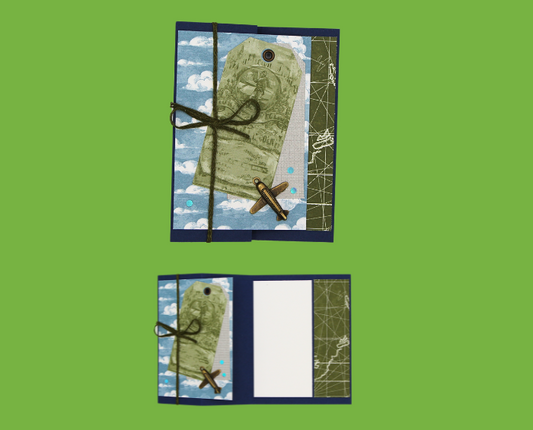 Plane Trinket (on Green Tag on Cloud Background) Greeting Card