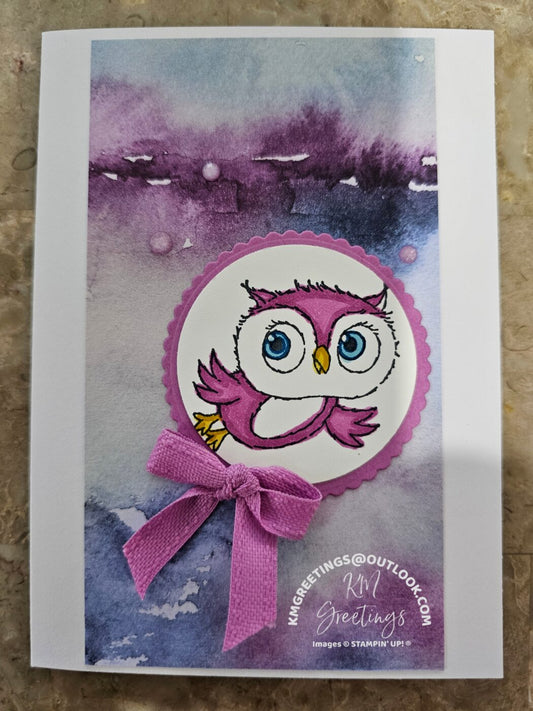 Purple Owl Greeting Card