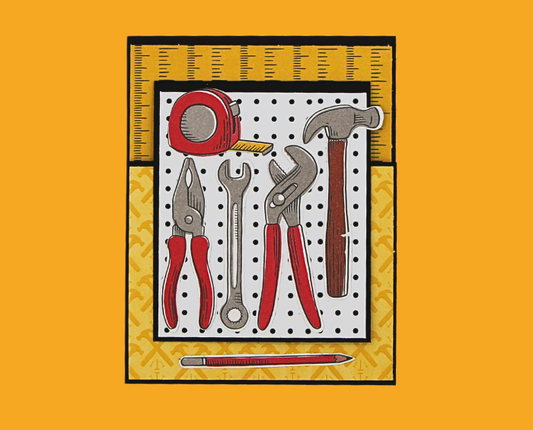 Red Tools on Peg Board Greeting Card