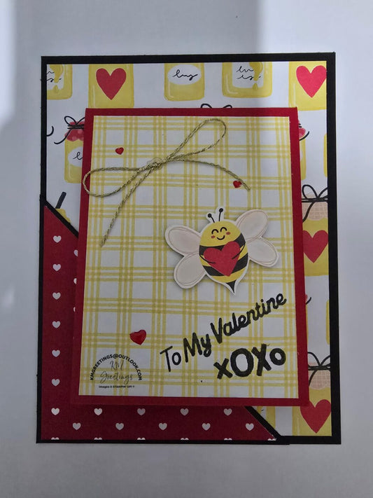 To My Valentine XOXO (Bee with Honey Background) Greeting Card