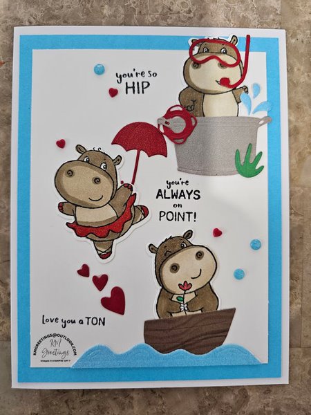 You’re so HIP/You’re ALWAYS on POINT/Love You a Ton with Brown Hippos Greeting Card