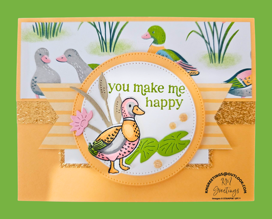 You Make Me Happy (Duck with Lillies) Greeting Card