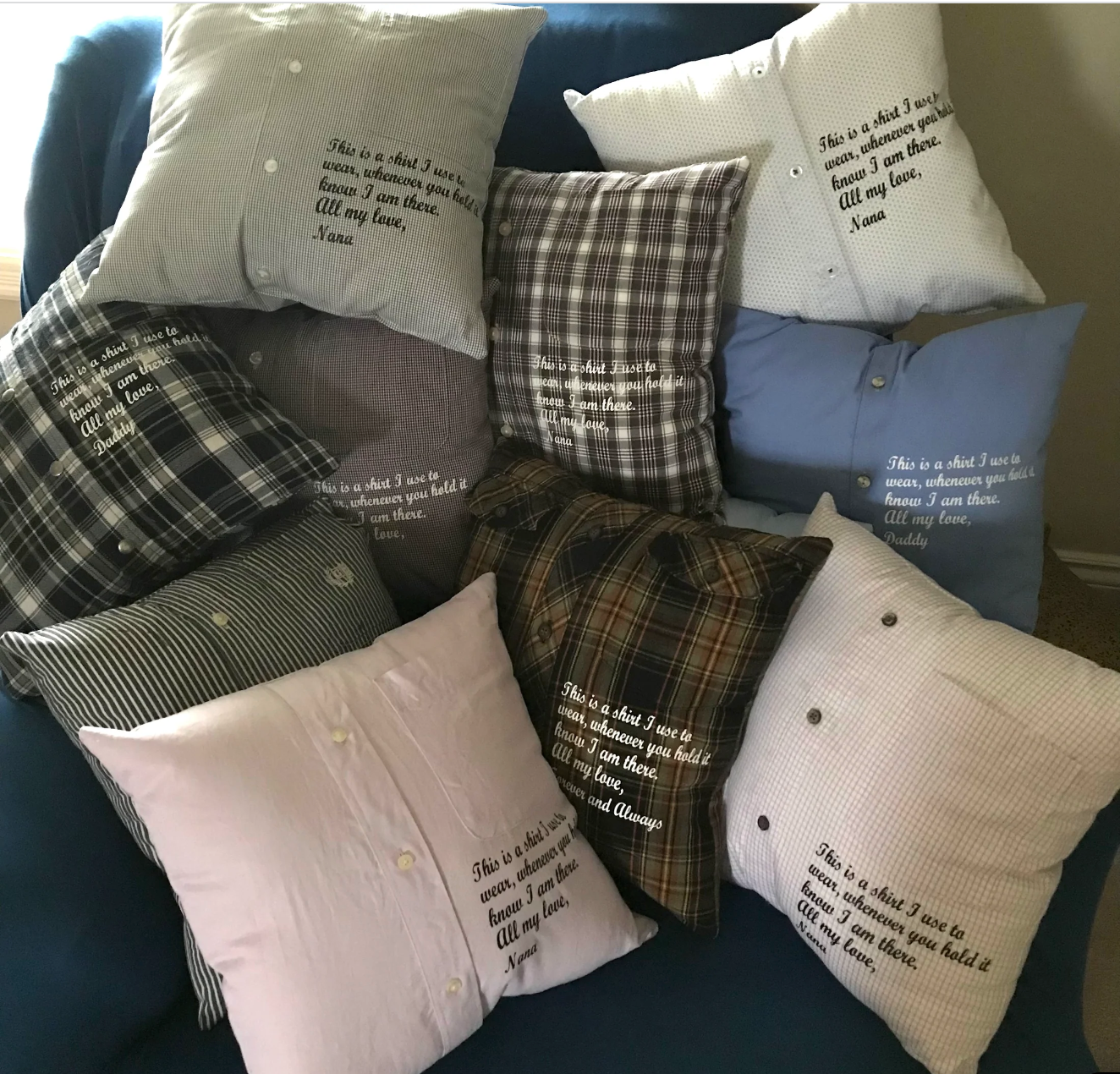 Memorial Shirt Pillows (Custom sewn)