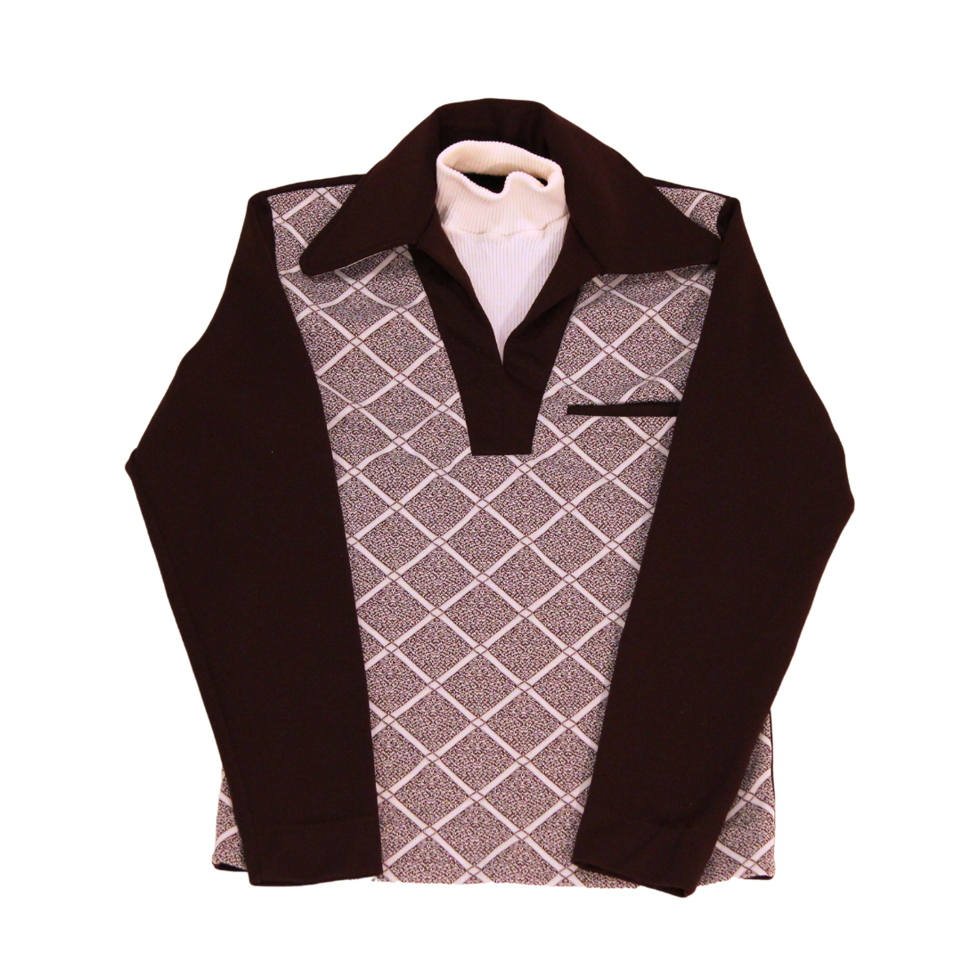 70s Collared Shirt with Built-in Turtleneck