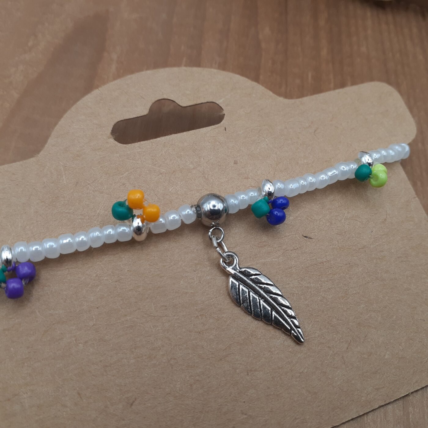 A “Tutti-Frutti” Stretch Bracelet White Seed Beads with Little Fruity Accents of Colourful Beads