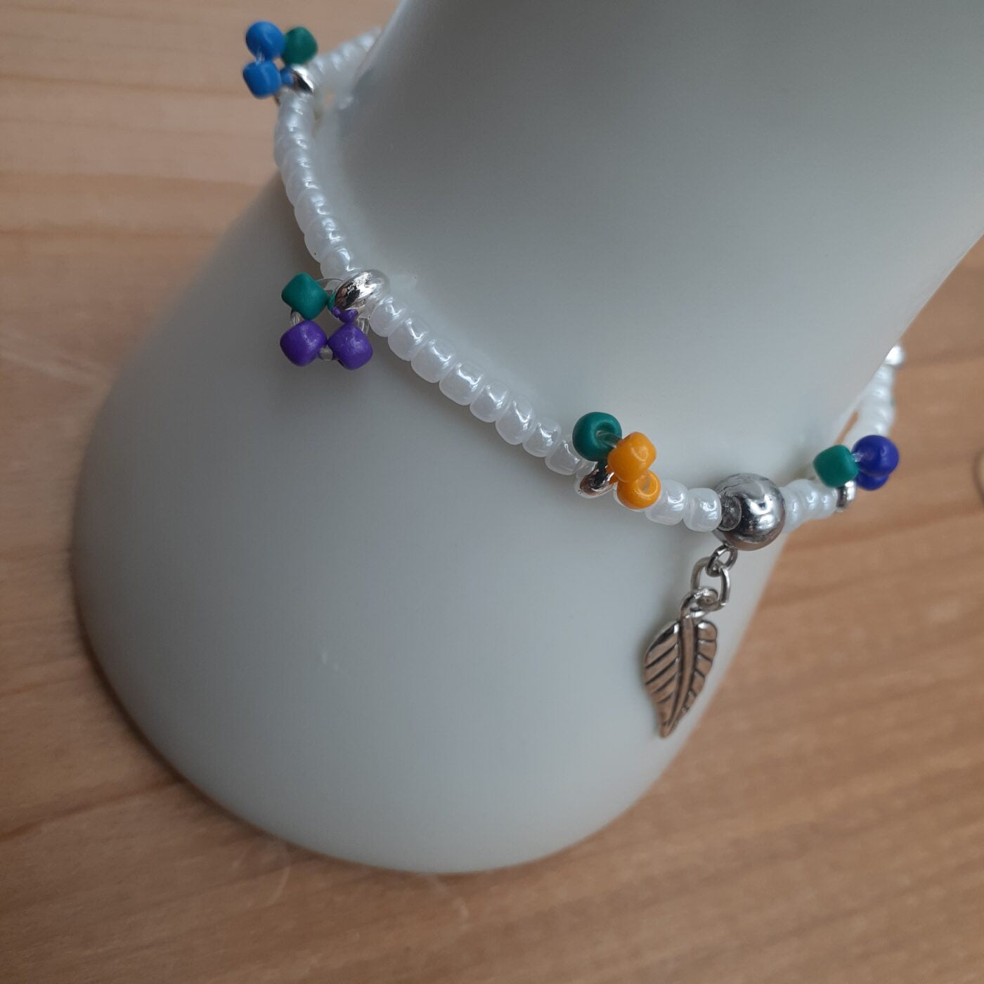A “Tutti-Frutti” Stretch Bracelet White Seed Beads with Little Fruity Accents of Colourful Beads