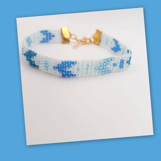 Blue Arrows Bead Loom Seed Bead Thin Loom Beaded Bracelet