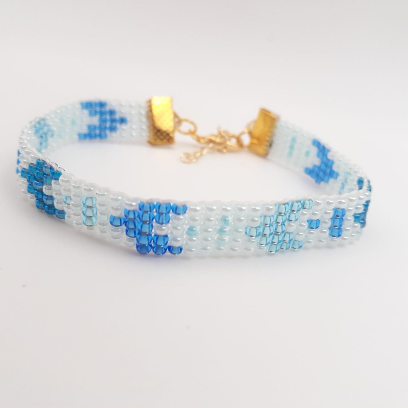 Blue Arrows Bead Loom Seed Bead Thin Loom Beaded Bracelet