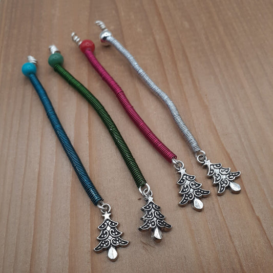Christmas Tree Wine Charms (set of 4) Unique Design made for Easy Wrapping Around Wine Stems for Quick ID of Each Glass
