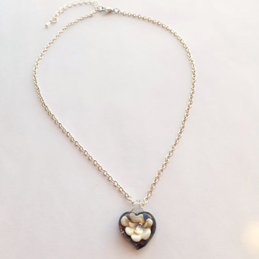 Elegant Lampwork Heart Pendant Necklace