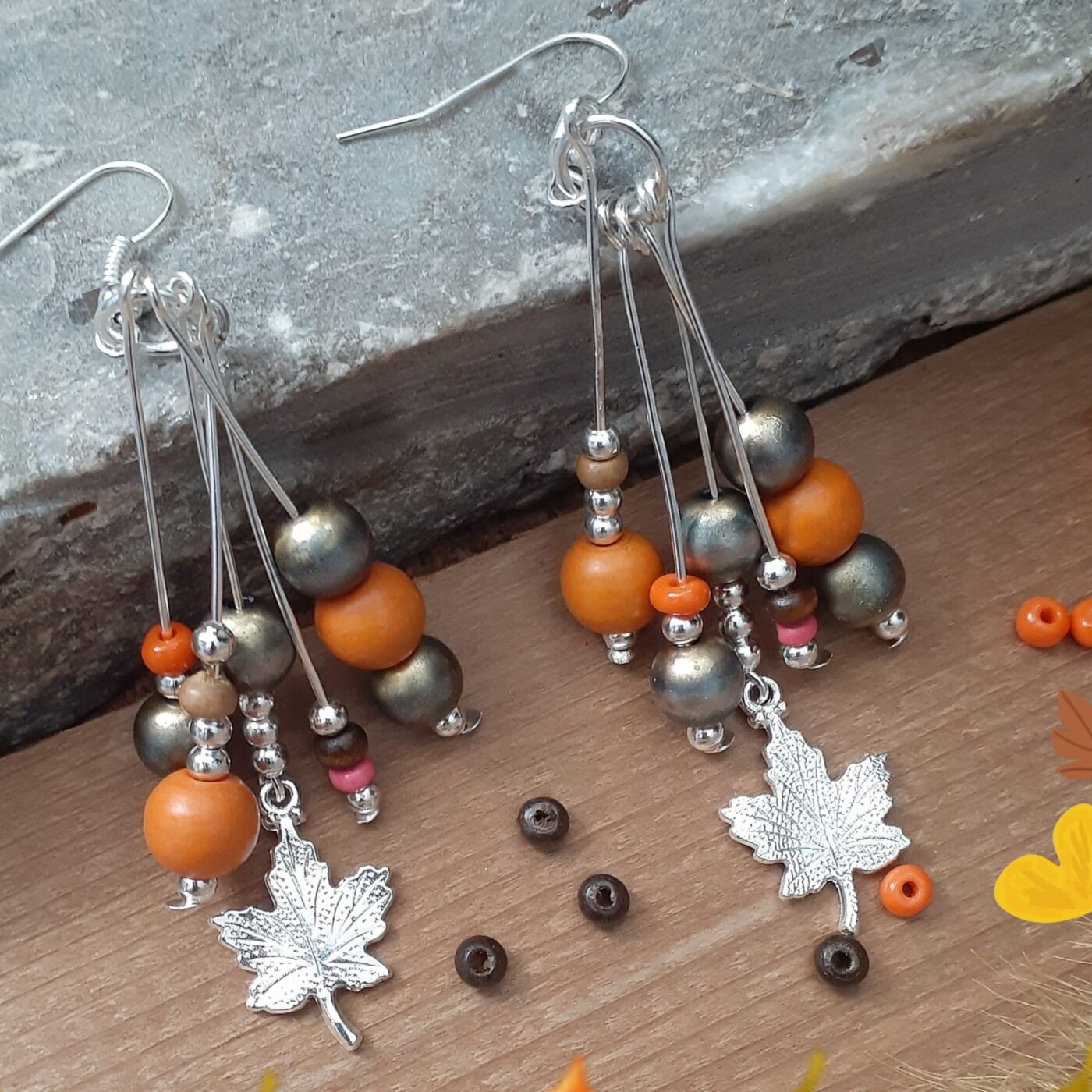 Embrace the Fall Colours in these unique Dangle Beaded Earrings