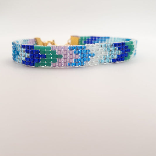 Geometric Arrows Design Thin Miyuki Glass Seed Bead Loom Beaded Bracelet