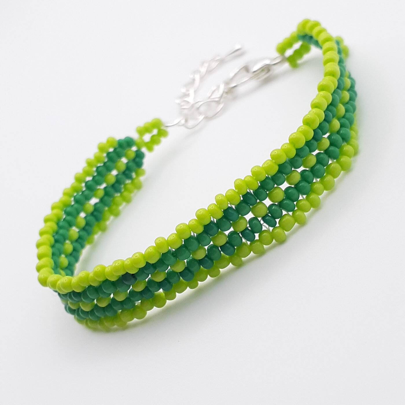Green Handwoven Seed Bead Adjustable Bracelet