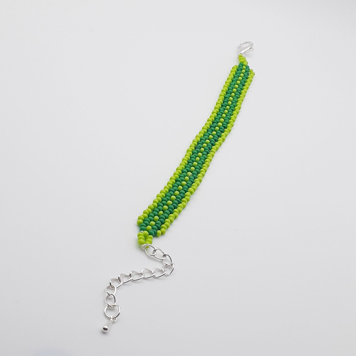 Green Handwoven Seed Bead Adjustable Bracelet